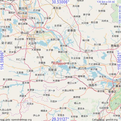 Xingguo on map