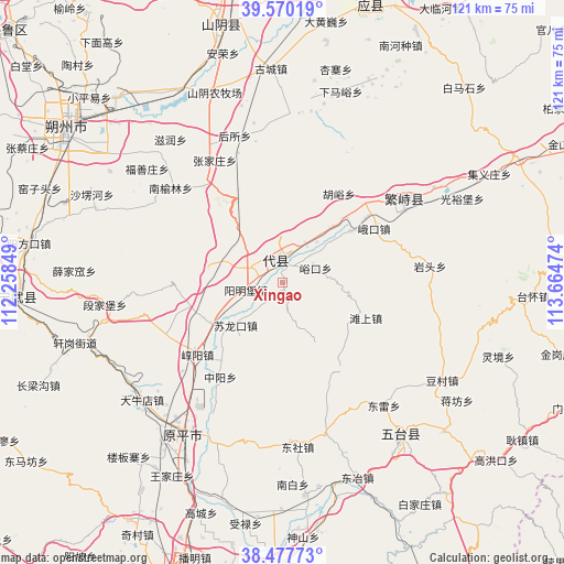 Xingao on map