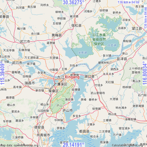 Xingang on map