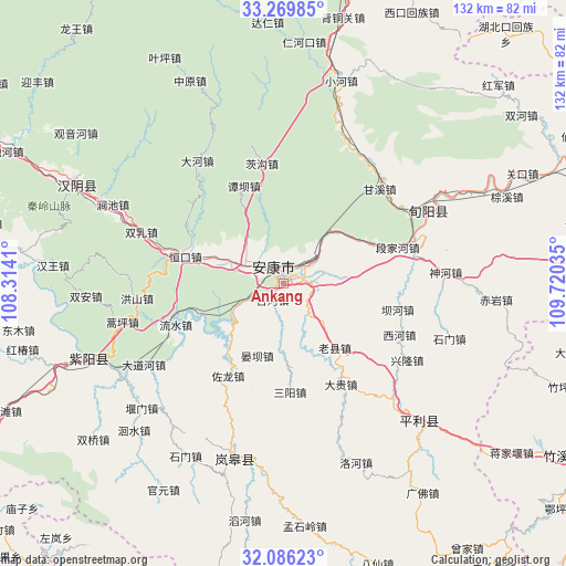 Ankang on map