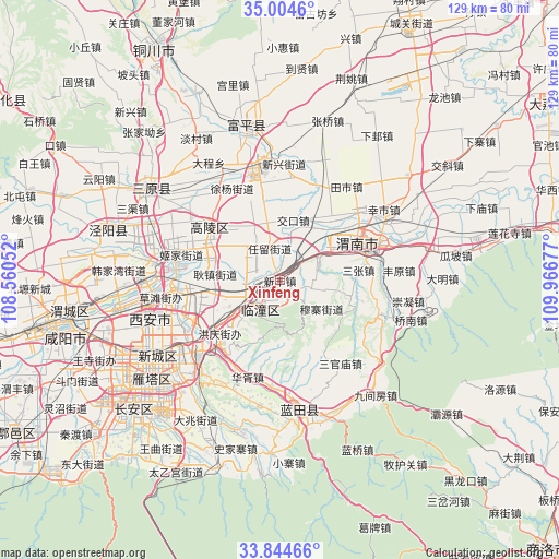 Xinfeng on map