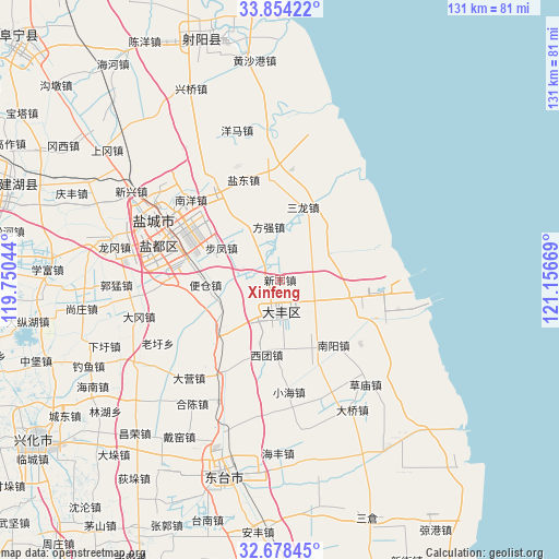 Xinfeng on map
