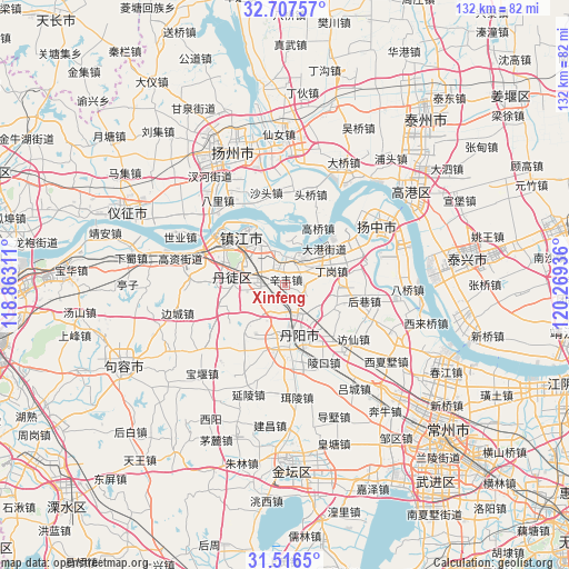 Xinfeng on map