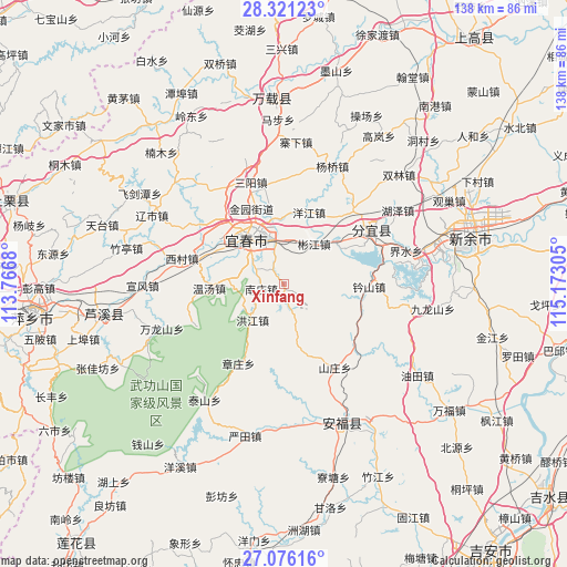 Xinfang on map