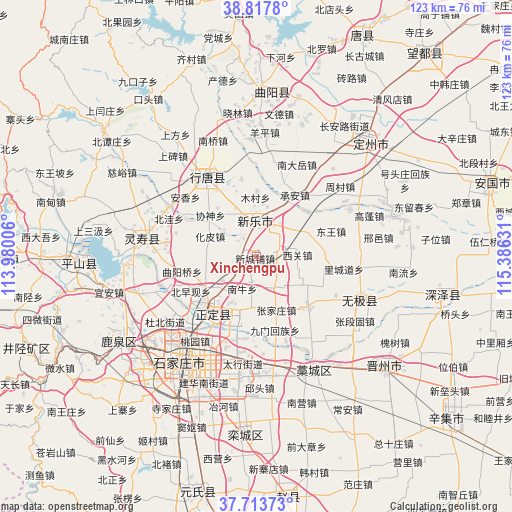 Xinchengpu on map