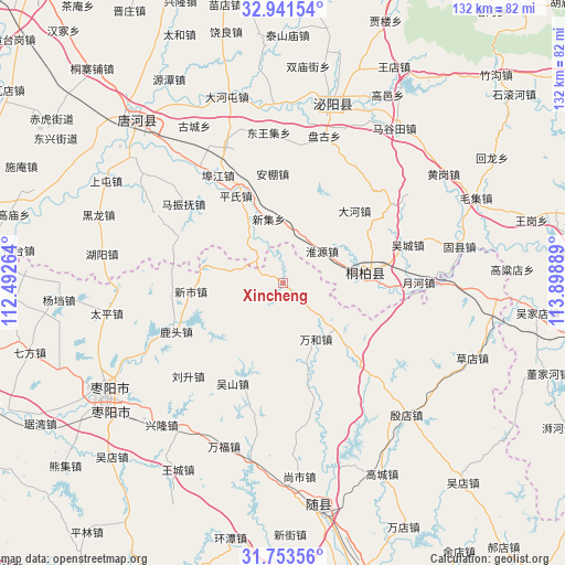 Xincheng on map