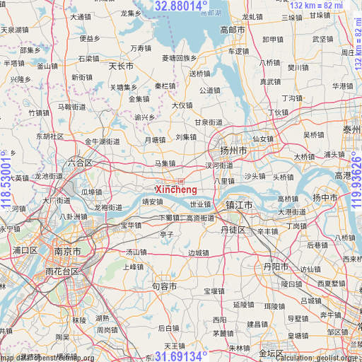 Xincheng on map