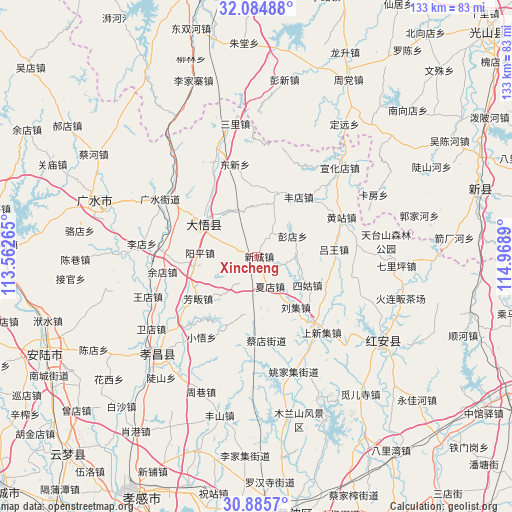 Xincheng on map