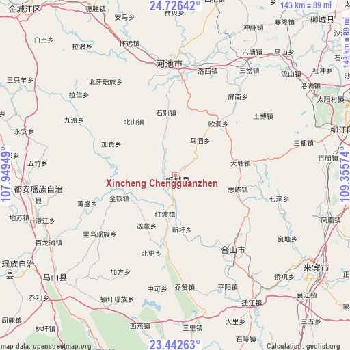 Xincheng Chengguanzhen on map