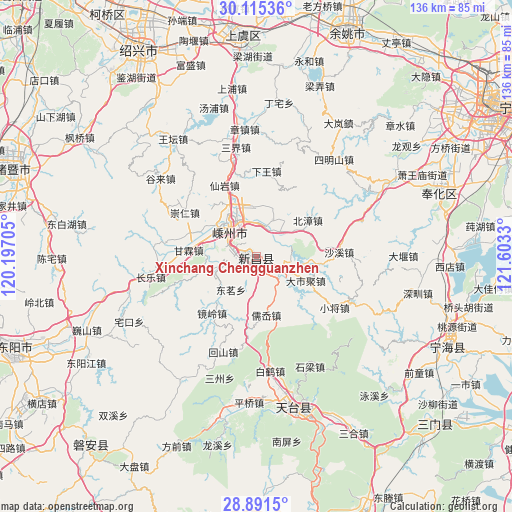 Xinchang Chengguanzhen on map