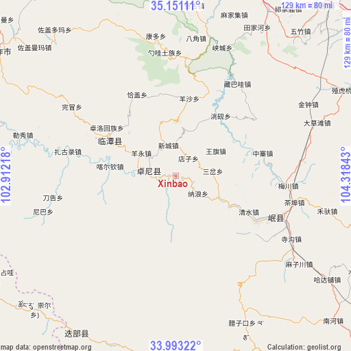 Xinbao on map
