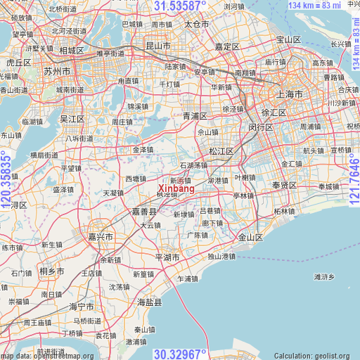 Xinbang on map