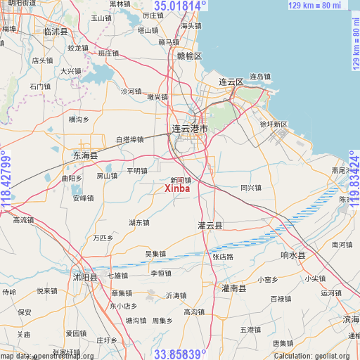 Xinba on map