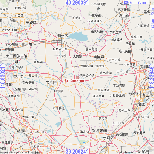 Xin’anzhen on map