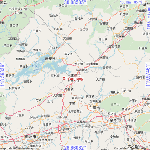 Xin’anjiang on map