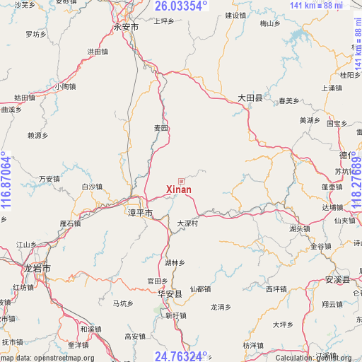 Xinan on map