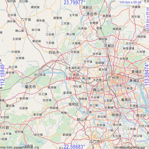 Sanshui on map