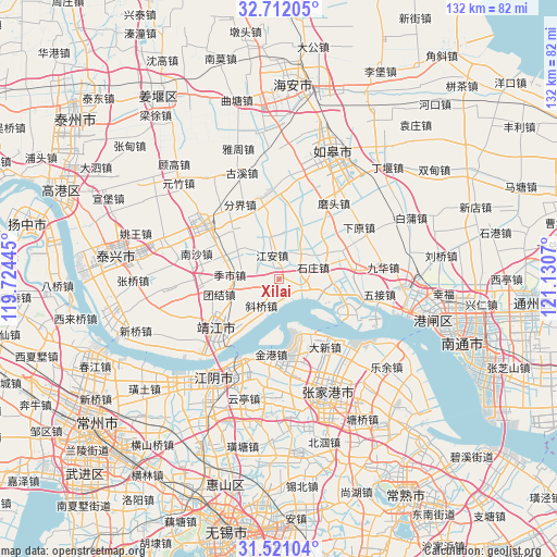 Xilai on map