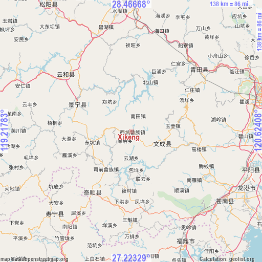 Xikeng on map