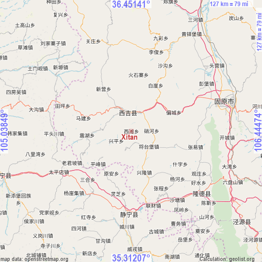 Xitan on map