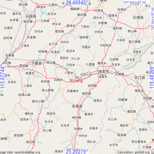 Xijiang on map