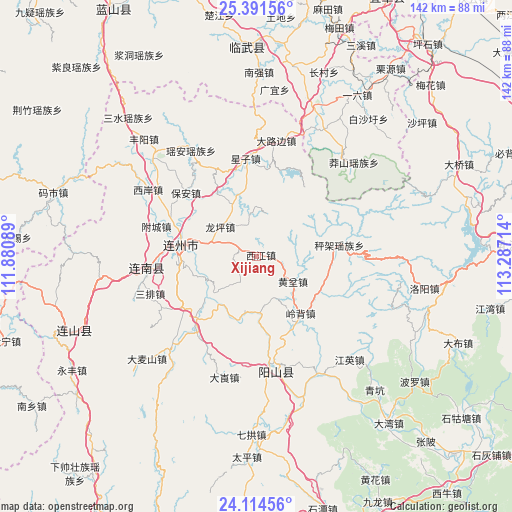 Xijiang on map