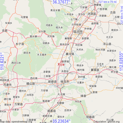 Xijia on map