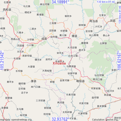 Xihuaiba on map