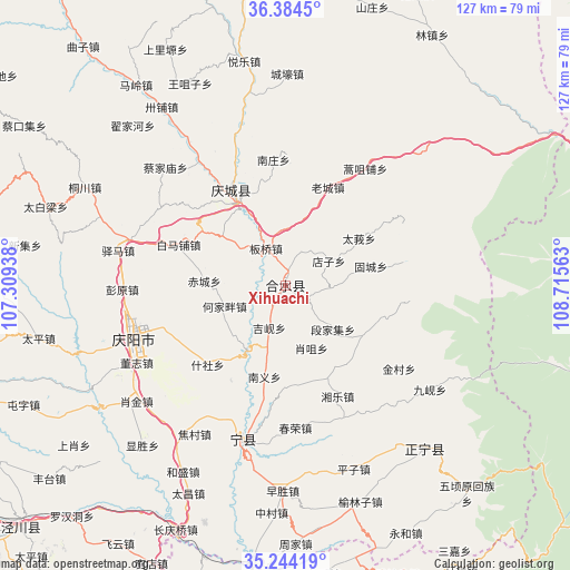 Xihuachi on map