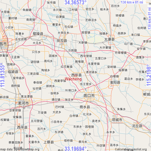 Wacheng on map