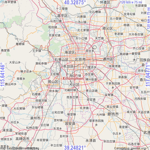 Xihongmen on map