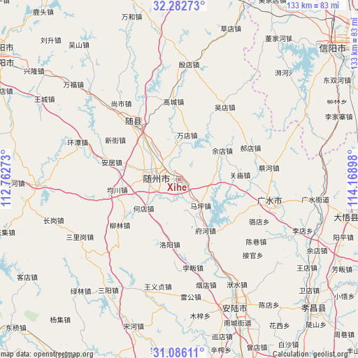 Xihe on map