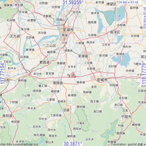 Xihe on map