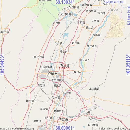 Xigang on map
