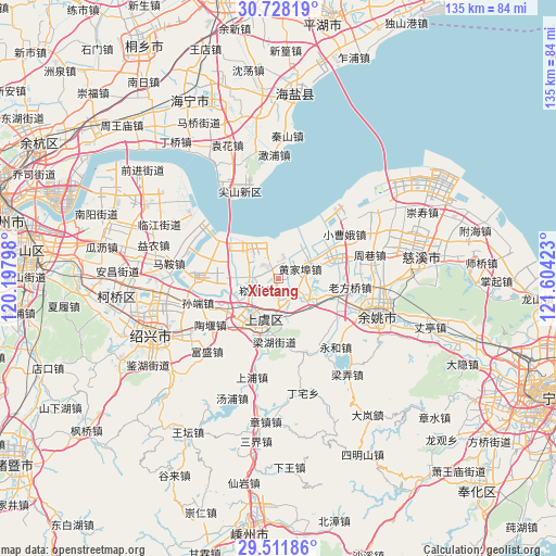 Xietang on map