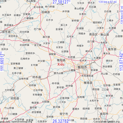 Xidu on map