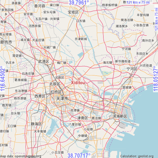 Xiditou on map