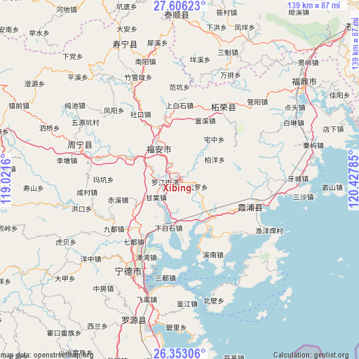 Xibing on map