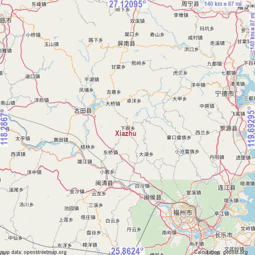 Xiazhu on map