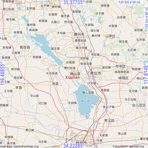 Xiazhen on map