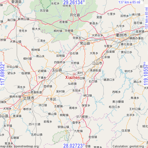 Xiazhen on map