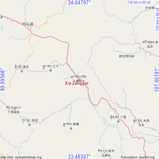 Xia Zanggor on map