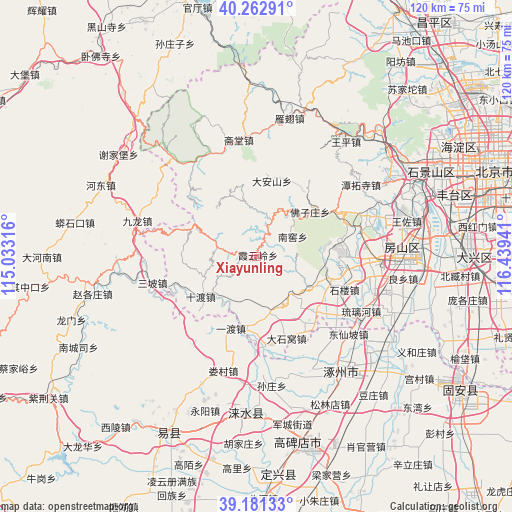 Xiayunling on map