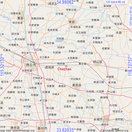 Chezhan on map