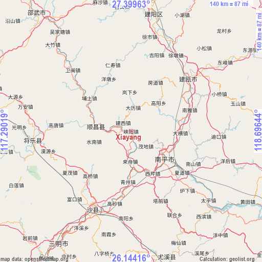 Xiayang on map