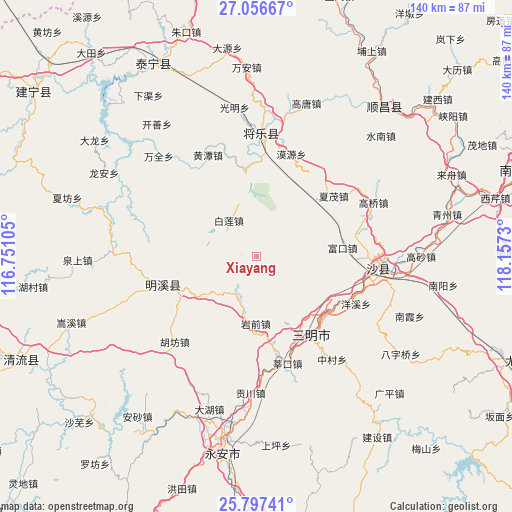 Xiayang on map