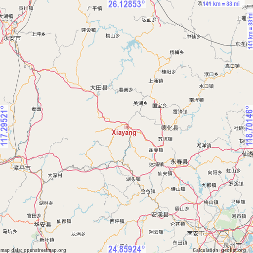 Xiayang on map