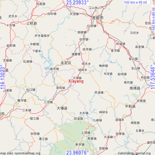 Xiayang on map