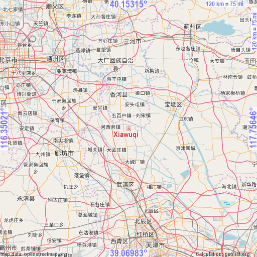 Xiawuqi on map