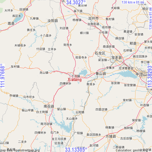 Xiatang on map